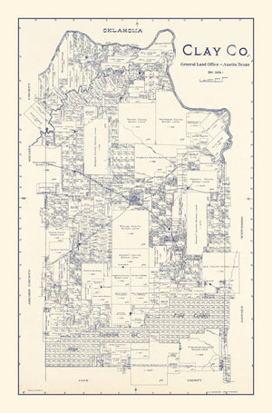 Vintage Map of Clay County, Texas 1924