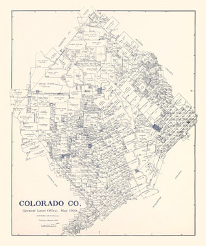 Vintage Map of Colorado County, Texas 1920