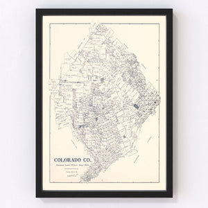 Vintage Map of Colorado County, Texas 1920