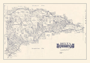 Vintage Map of Delta County, Texas 1927