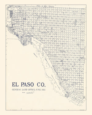 Vintage Map of El Paso County, Texas 1921