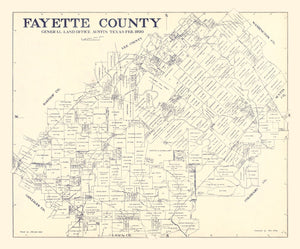 Vintage Map of Fayette County, Texas 1920