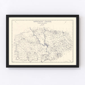Vintage Map of Gonzales County, Texas 1920
