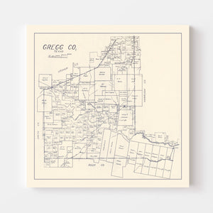 Vintage Map of Gregg County, Texas 1927