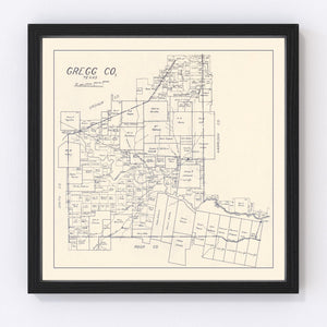 Vintage Map of Gregg County, Texas 1927