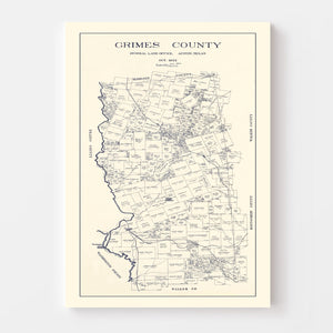 Vintage Map of Grimes County, Texas 1922