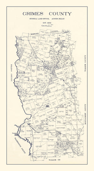 Vintage Map of Grimes County, Texas 1922