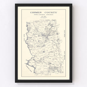 Vintage Map of Grimes County, Texas 1922