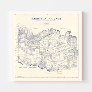 Vintage Map of Harrison County, Texas 1920
