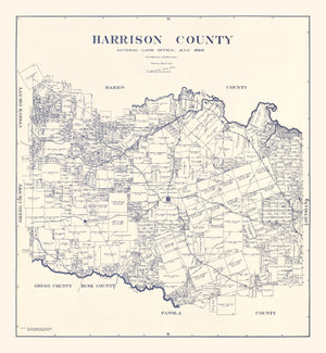 Vintage Map of Harrison County, Texas 1920