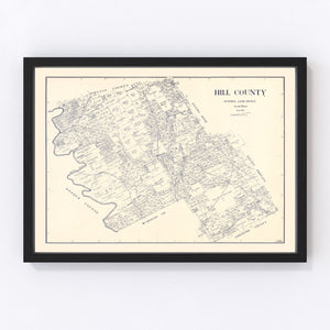 Vintage Map of Hill County, Texas 1922