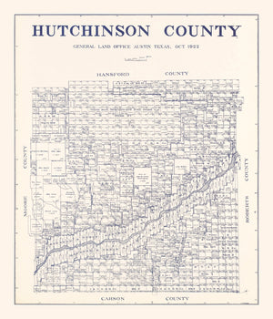 Vintage Map of Hutchinson County, Texas 1922