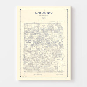 Vintage Map of Jack County, Texas 1925