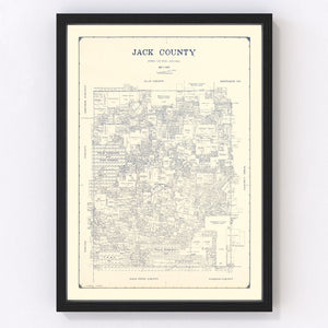 Vintage Map of Jack County, Texas 1925