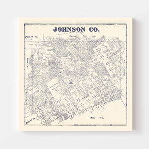 Vintage Map of Johnson County, Texas 1927