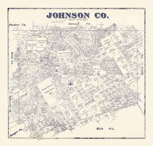 Vintage Map of Johnson County, Texas 1927