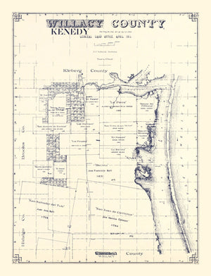 Vintage Map of Kenedy County, Texas 1921