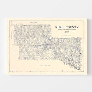 Vintage Map of Kerr County, Texas 1923