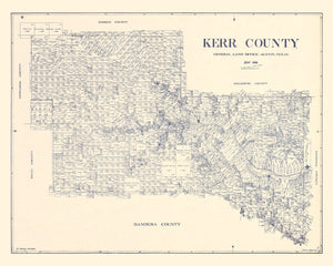Vintage Map of Kerr County, Texas 1923