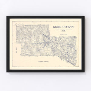 Vintage Map of Kerr County, Texas 1923