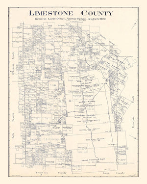 Vintage Map of Limestone County, Texas 1922