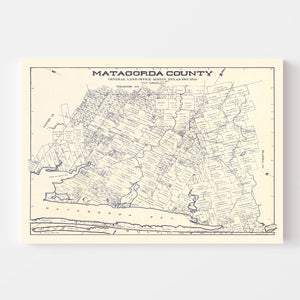 Vintage Map of Matagorda County, Texas 1920