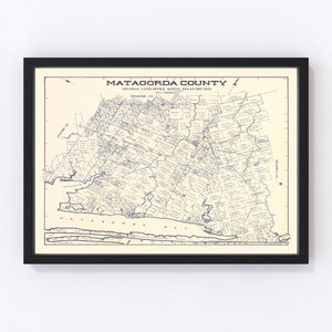 Vintage Map of Matagorda County, Texas 1920