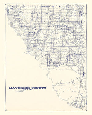Vintage Map of Maverick County, Texas 1927