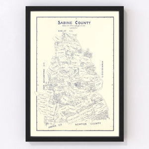 Vintage Map of Sabine County, Texas 1920