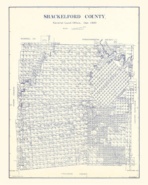 Vintage Map of Shackelford County, Texas 1920