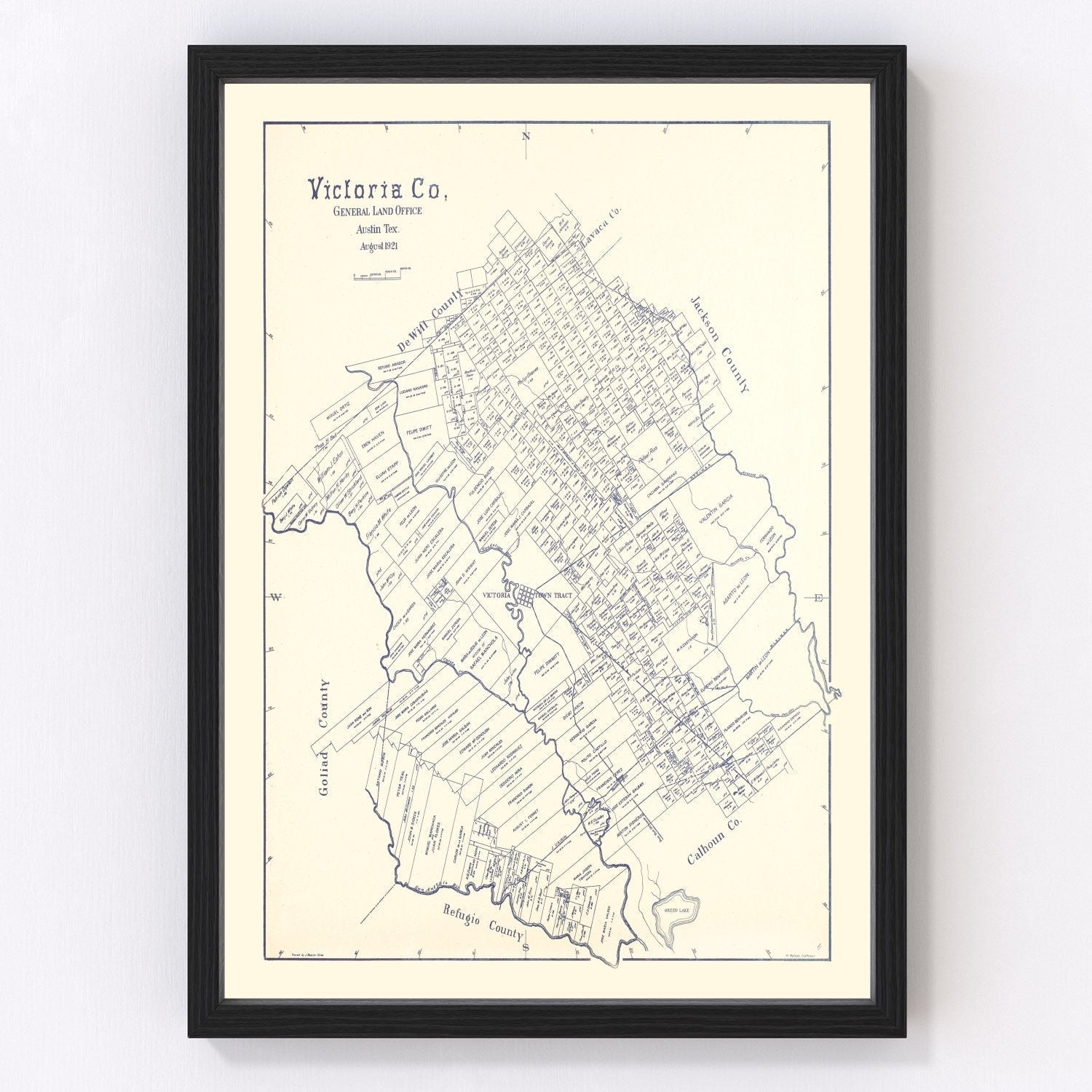 Vintage Map of Victoria County, Texas 1921