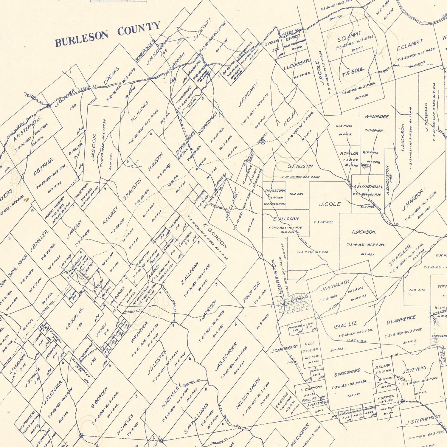 Vintage Map of Washington County, Texas 1920