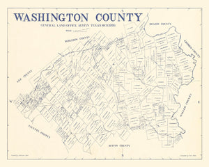 Vintage Map of Washington County, Texas 1920