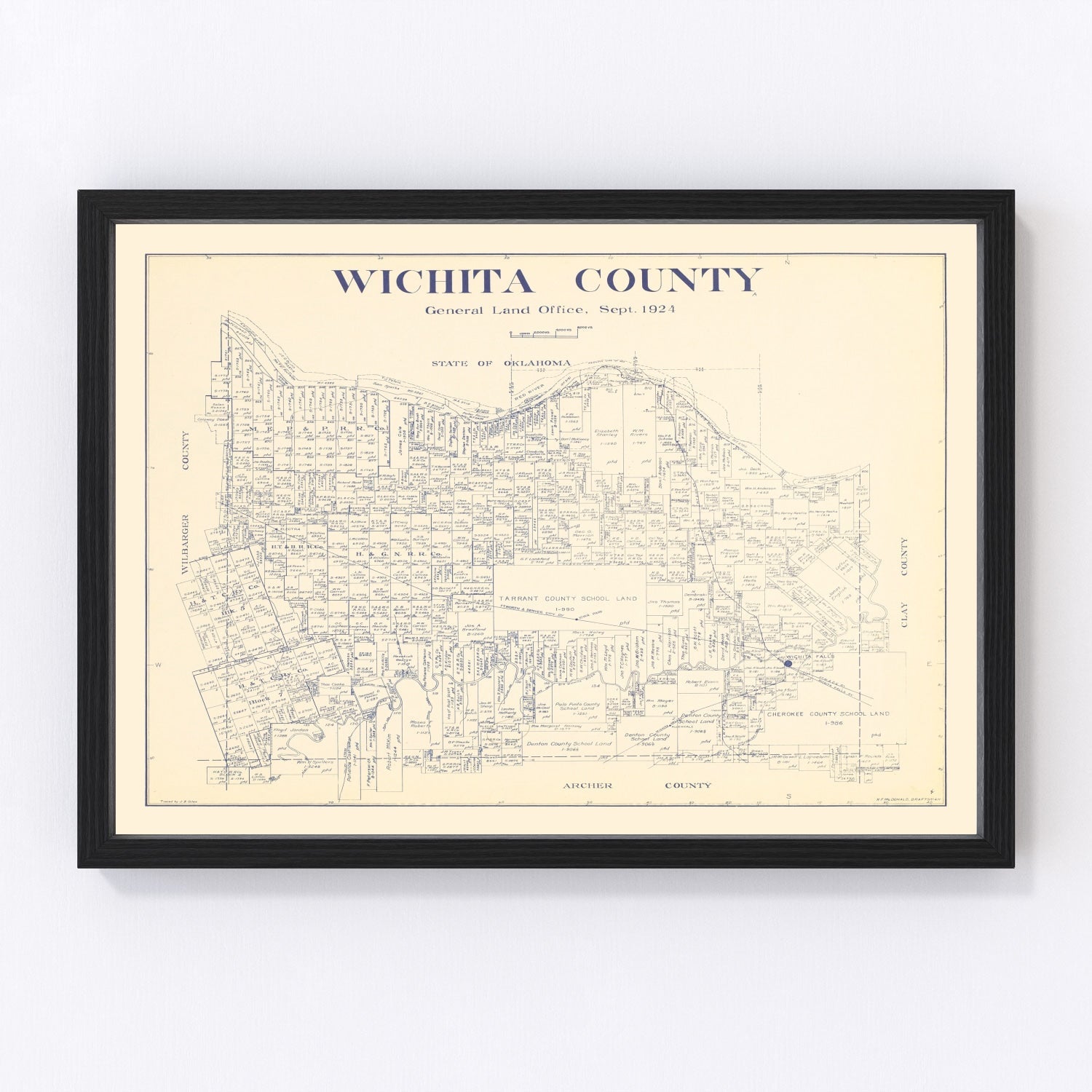 Vintage Map of Wichita County, Texas 1924