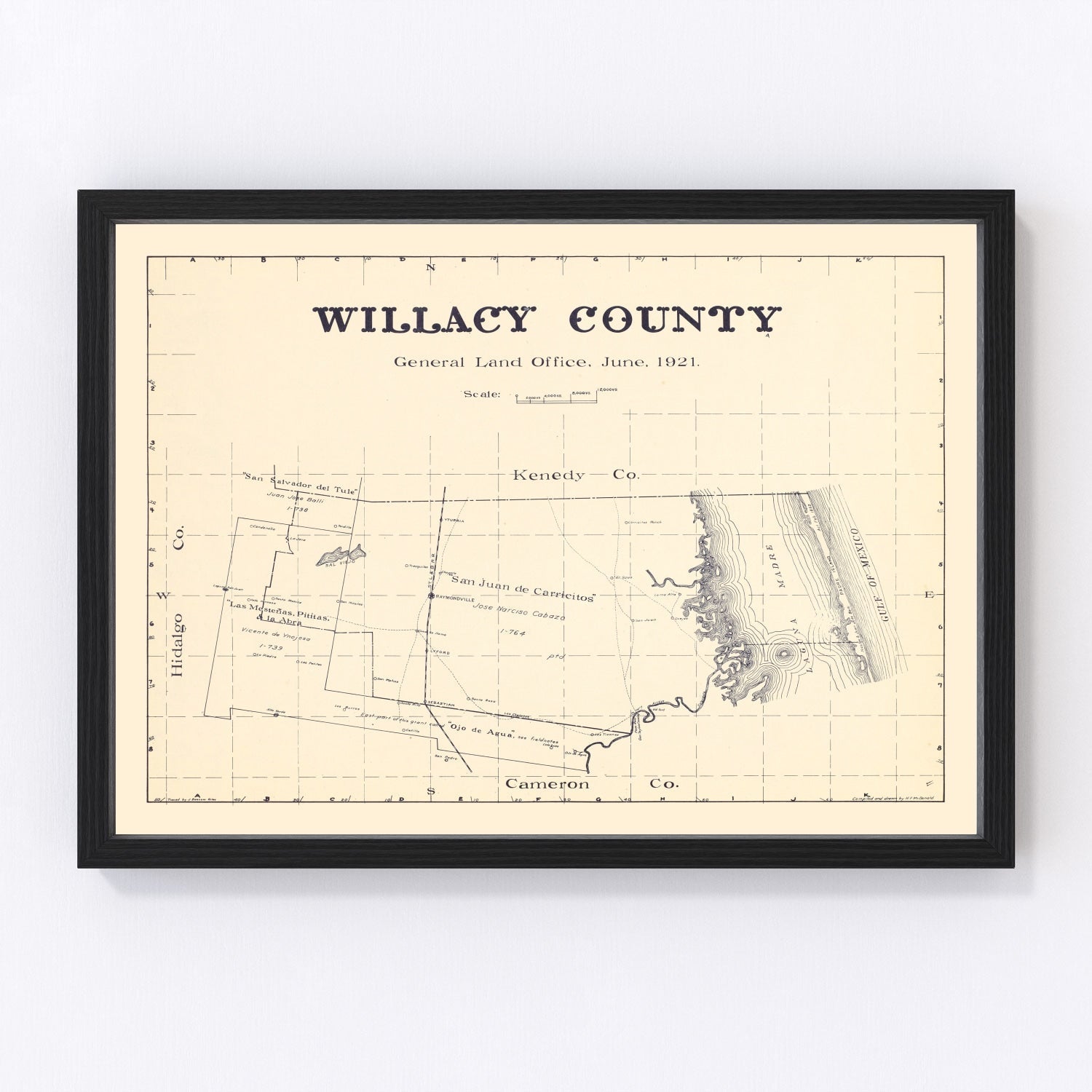 Vintage Map of Willacy County, Texas 1921