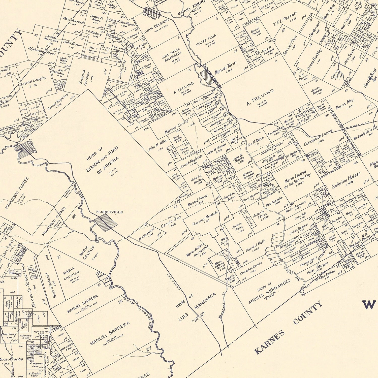 Vintage Map of Wilson County, Texas 1921