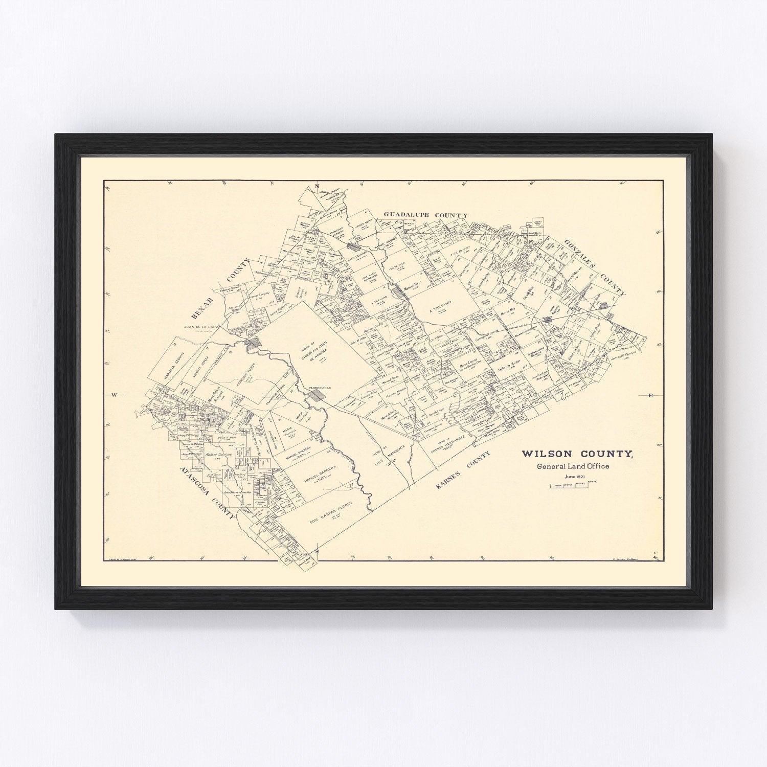 Vintage Map of Wilson County, Texas 1921