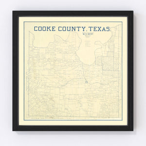 Vintage Map of Cooke County, Texas 1920
