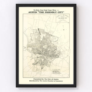 Vintage Map of Austin, Texas 1943