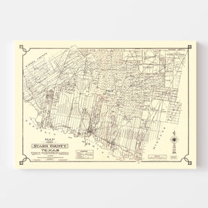 Vintage Map of Starr County, Texas 1935