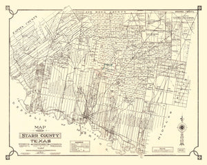 Vintage Map of Starr County, Texas 1935