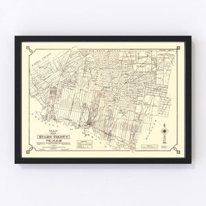 Vintage Map of Starr County, Texas 1935