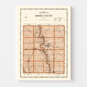 Vintage Map of Boone County, Oklahoma 1904