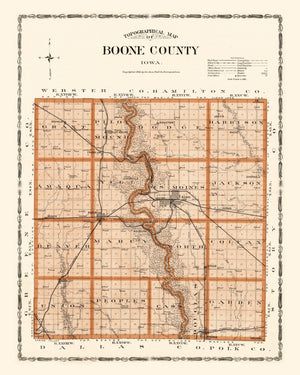 Vintage Map of Boone County, Oklahoma 1904