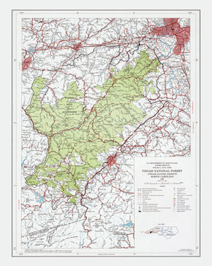Vintage Pisgah National Forest Map 1966