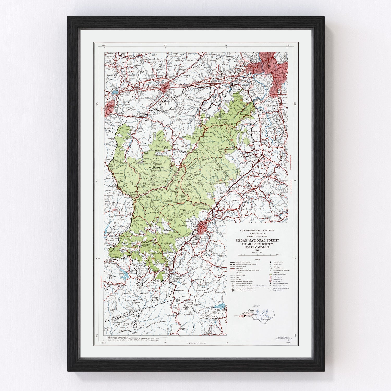 Vintage Pisgah National Forest Map 1966