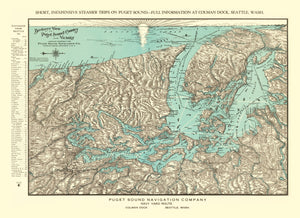 Vintage Puget Sound Map 1910