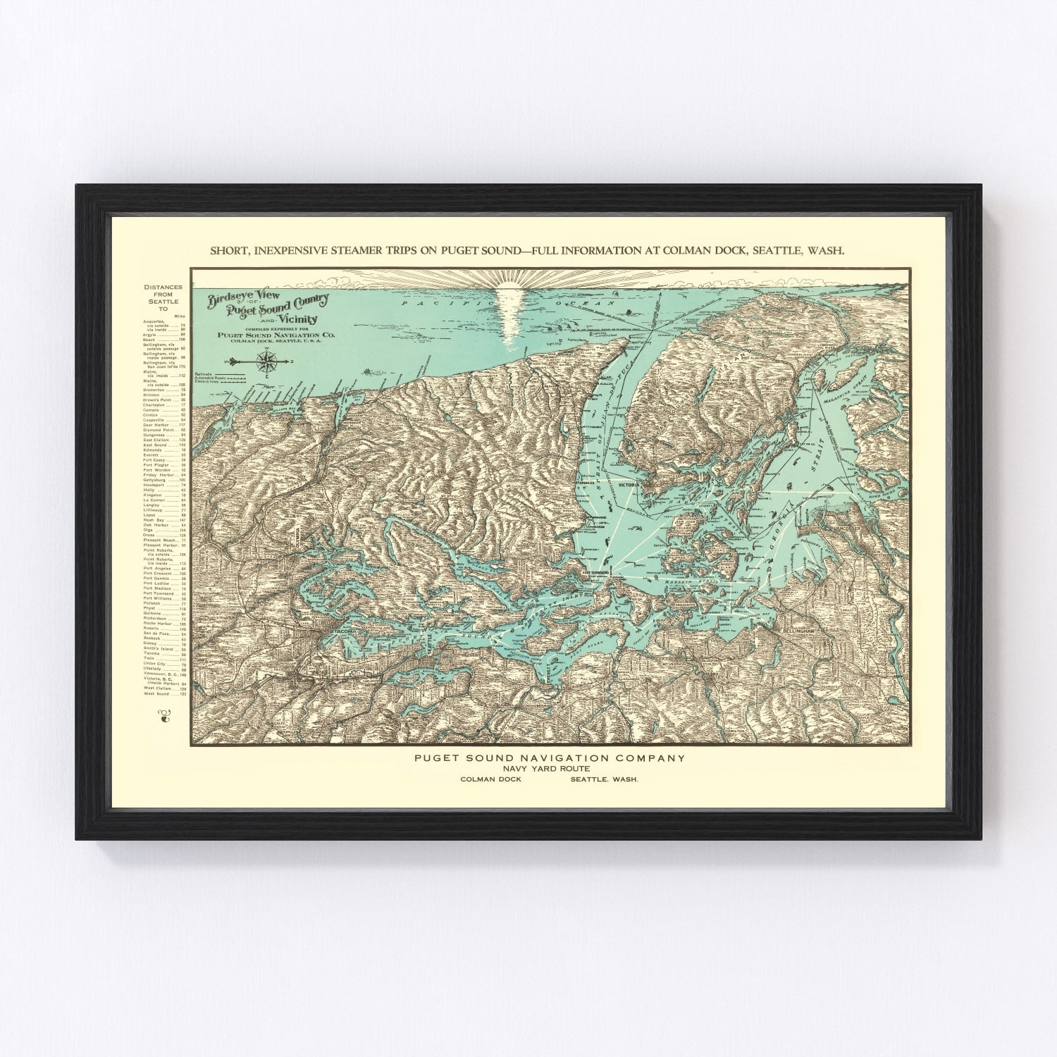 Vintage Puget Sound Map 1910