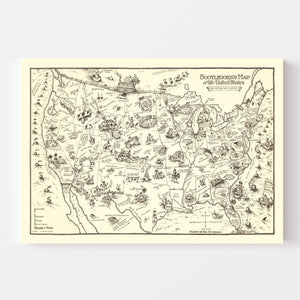 Vintage Bootlegger's Map of the United States 1926