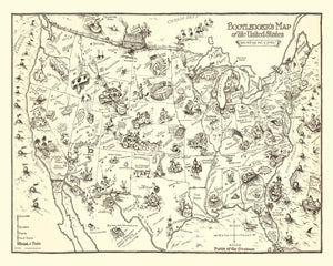 Vintage Bootlegger's Map of the United States 1926